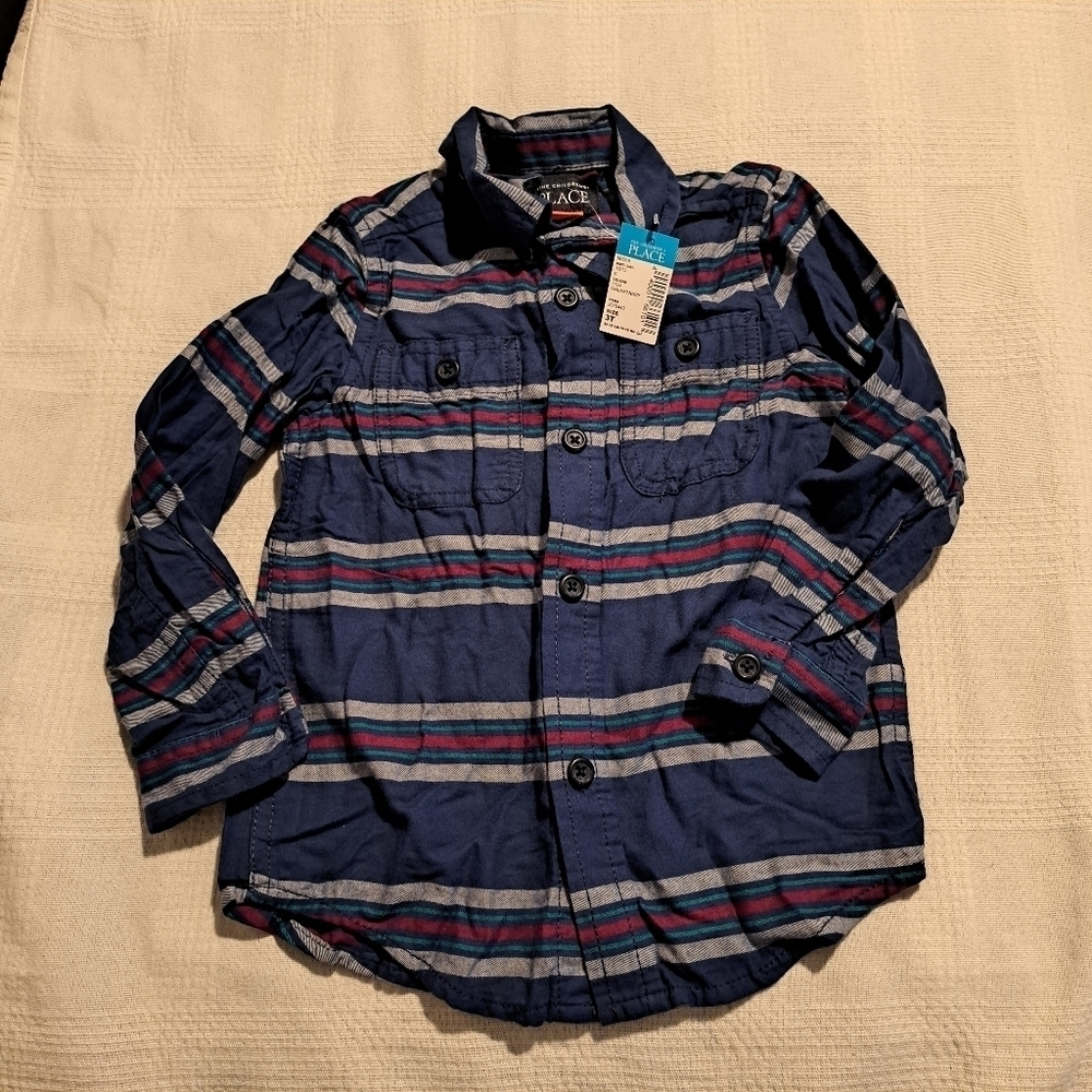 The Children's Place boys size 3T striped long sleeve shirt, New